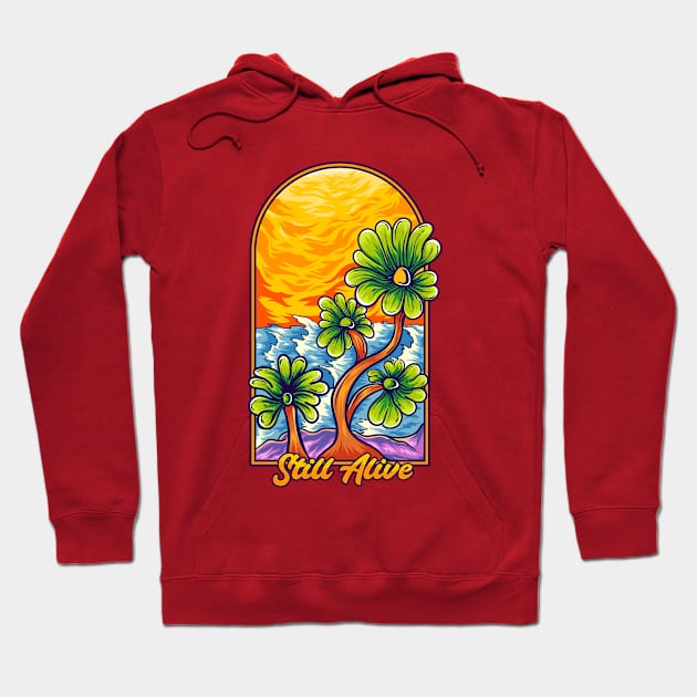 Still Alive Flower Illustration Hoodie by Mako Design 